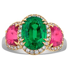 Tsavorite and Mahenge Spinel Ring