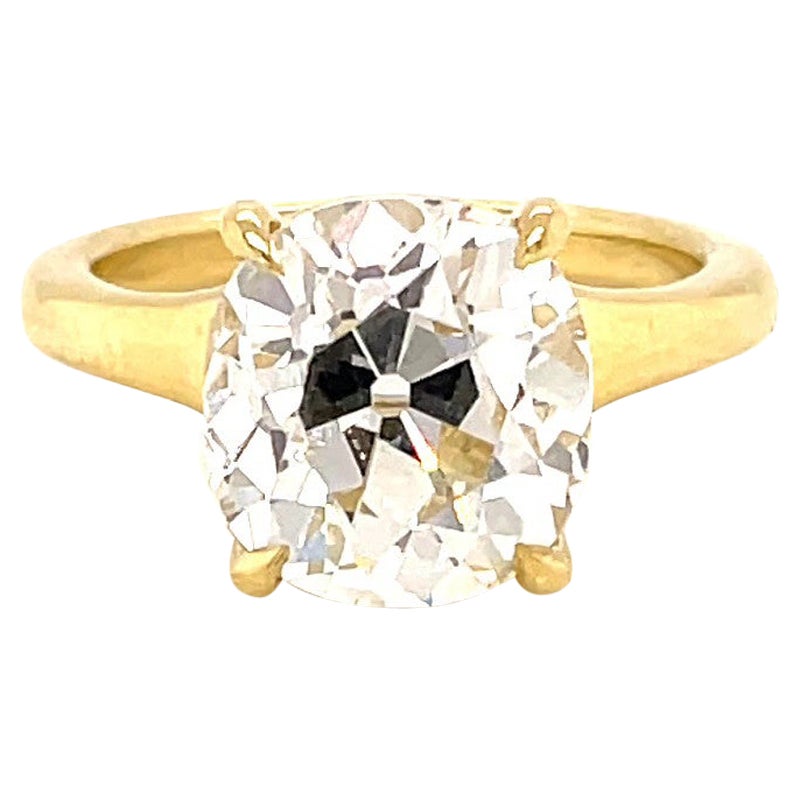 GIA 4.74 Carat Old Mine Diamond 18K Gold Engagement Ring