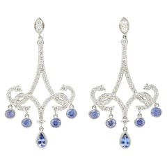 Vintage Tiffany & Co. 3.06 Carats Tanzanite Diamond Platinum Enchant Chandelier Earrings