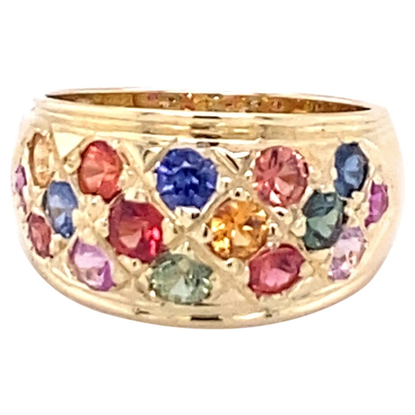 Multi-Color Sapphire Yellow Gold Band