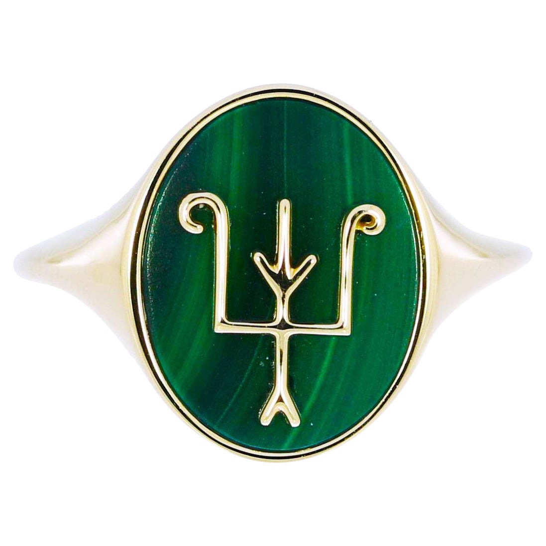 Customizable Namesake Signet Ring in Malachite and 18ct Yellow Gold For  Sale at 1stDibs | twin peaks signet ring, twin peaks ring, namesake jewelry