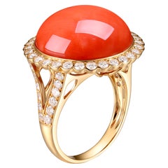 Momo Coral with Diamonds in 18K Yellow Gold