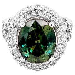 6.04ct Natural Ceylon Green Sapphire 14K W/G Ring