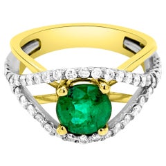 1.17ct Natural Colombian Emerald 14K W/Y/G Ring