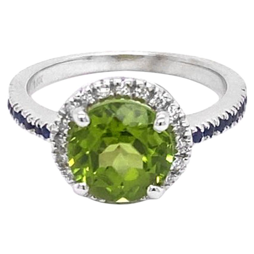4.01ct Natural Burma Peridot 14K W/G Ring For Sale