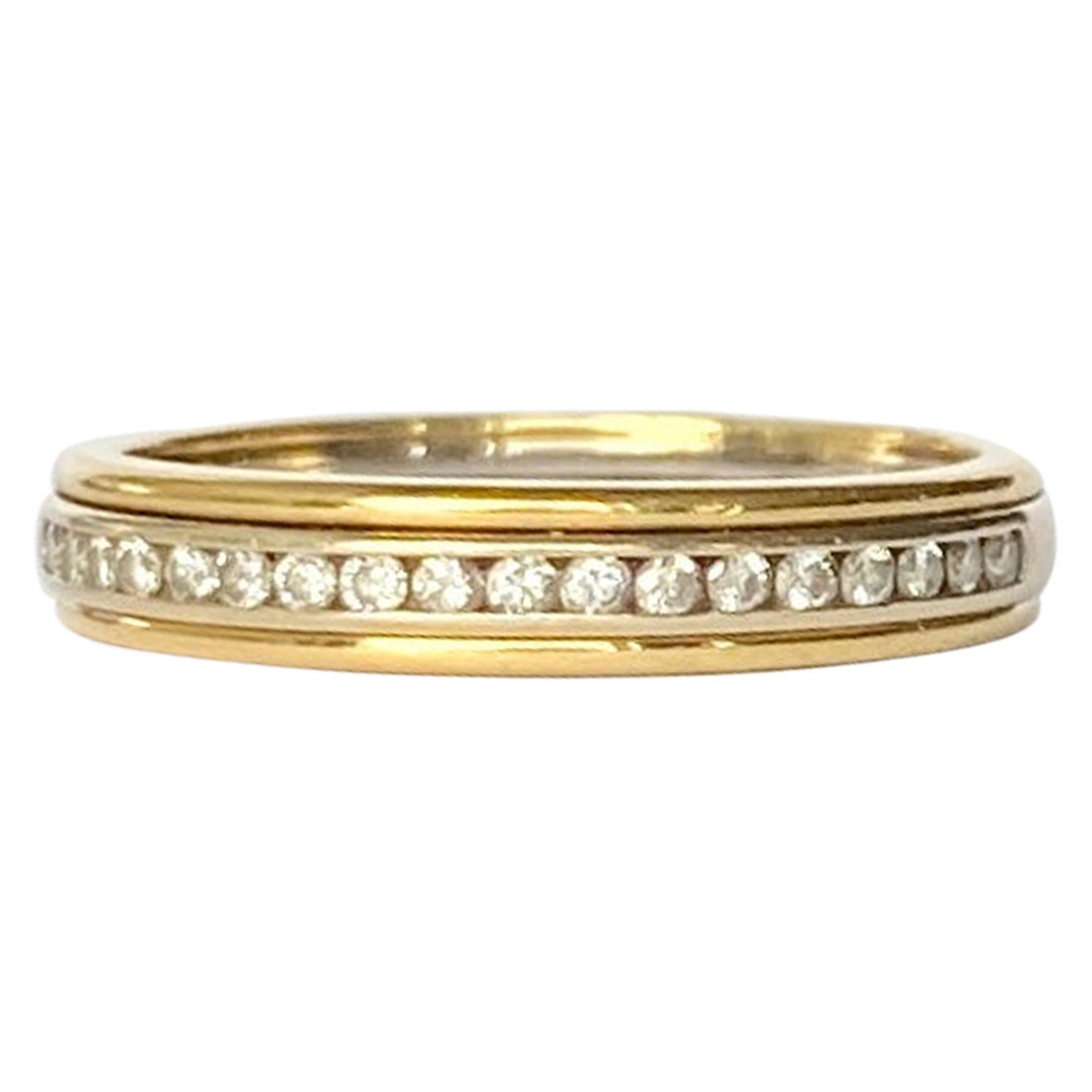 Vintage Diamond and 18 Carat White and Yellow Gold Half Eternity Band For Sale