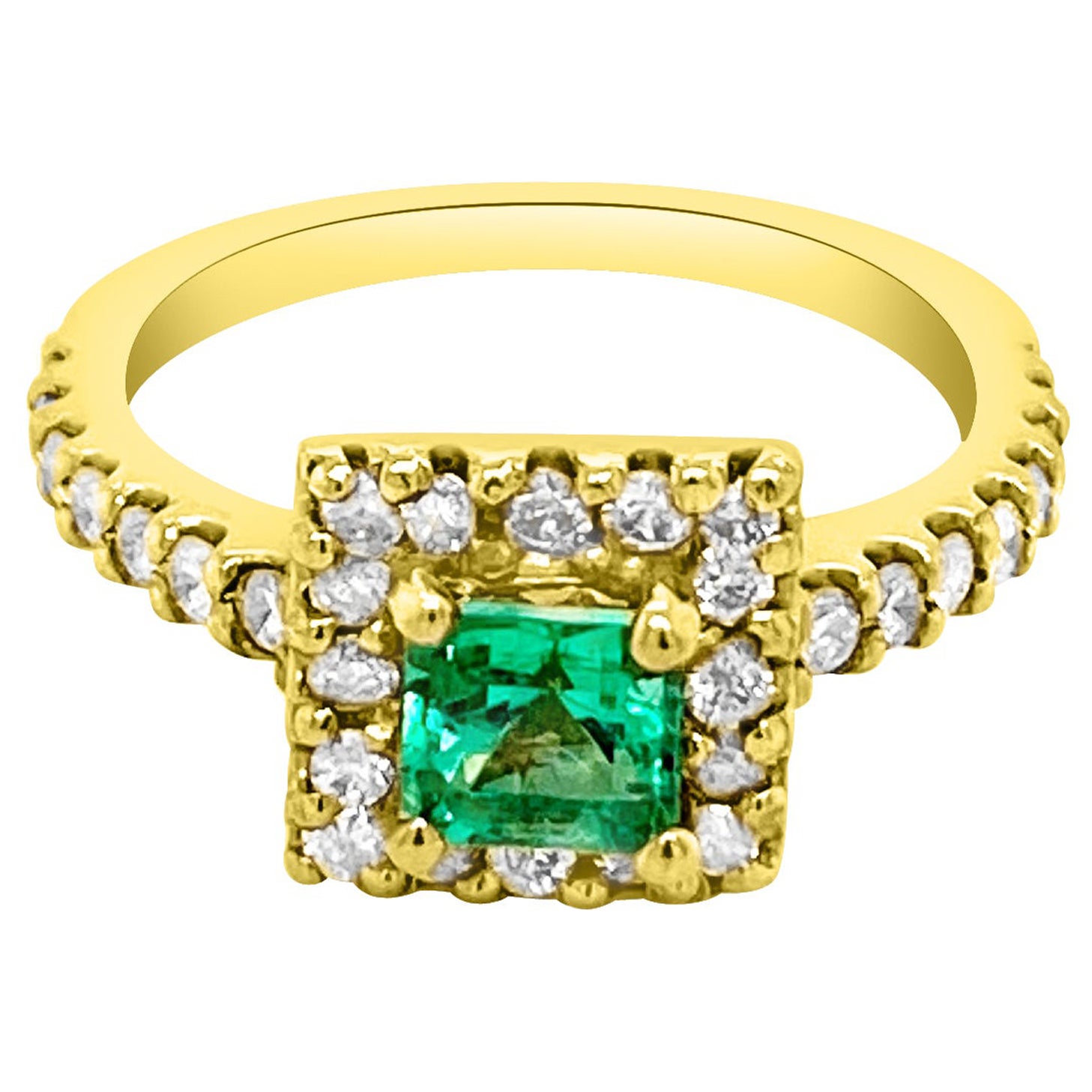 0.78ct Natural Emerald 14K Yellow Gold Ring For Sale at 1stDibs