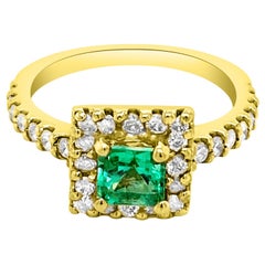 0.54ct Natural Colombian Emerald 14k Yellow Gold Ring
