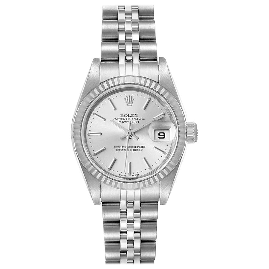 Rolex Datejust 26 Steel White Gold Silver Dial Ladies Watch 79174 For Sale