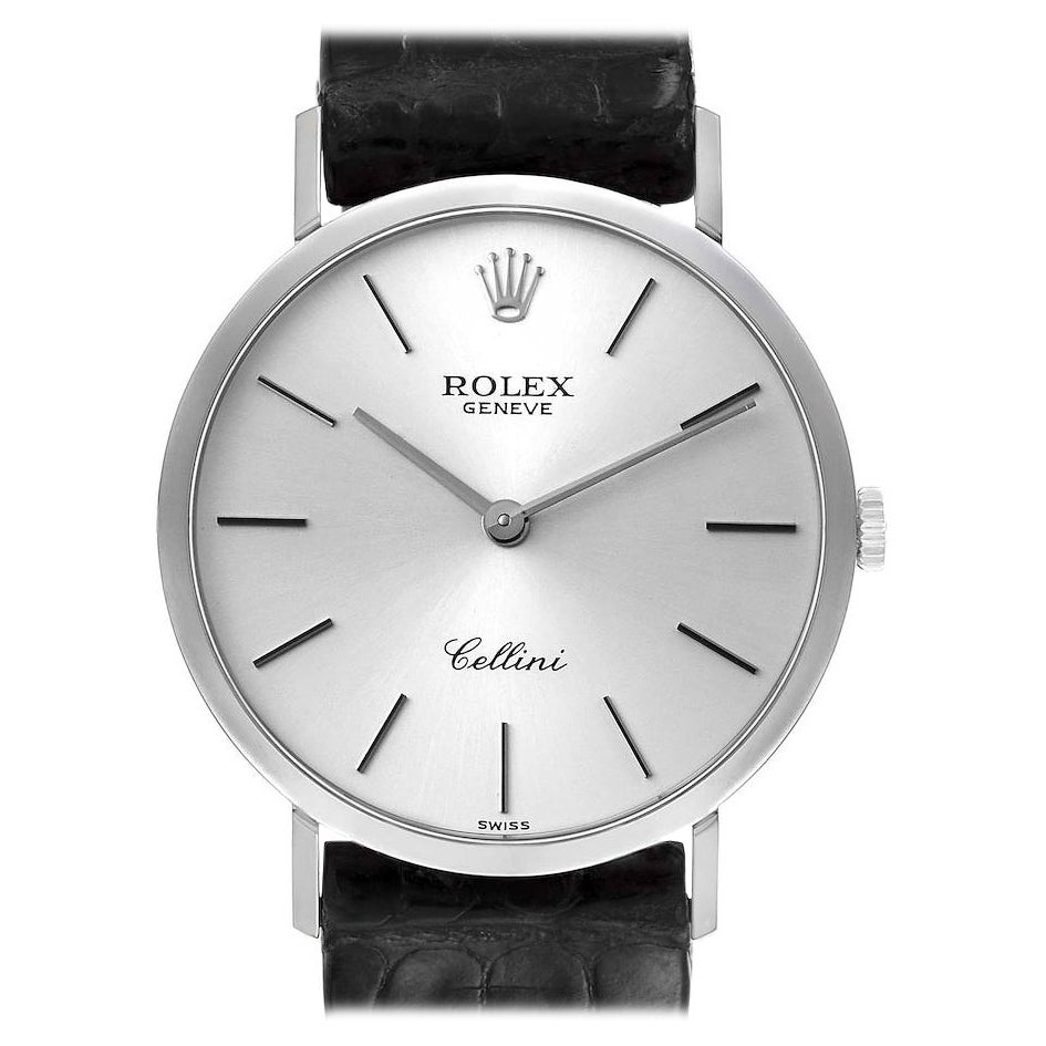 Rolex Cellini Classic 18k White Gold Silver Dial Mens Watch 4112 Papers For Sale