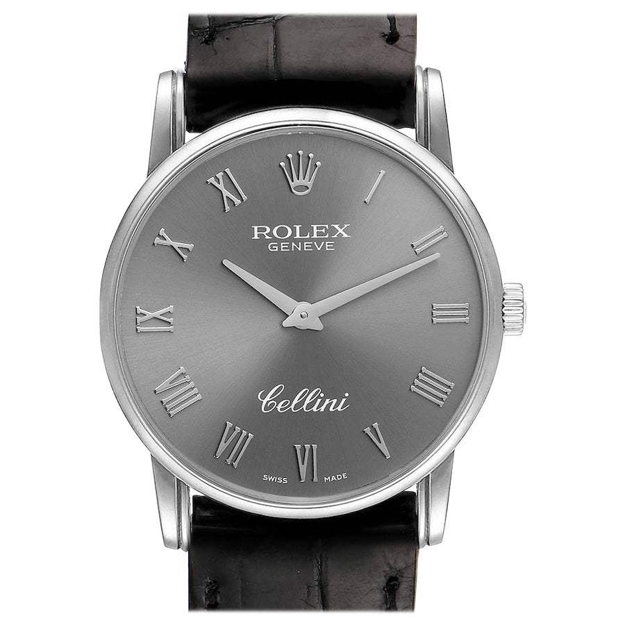 Rolex Cellini Classic Slate Dial 18k White Gold Mens Watch 5116 For Sale