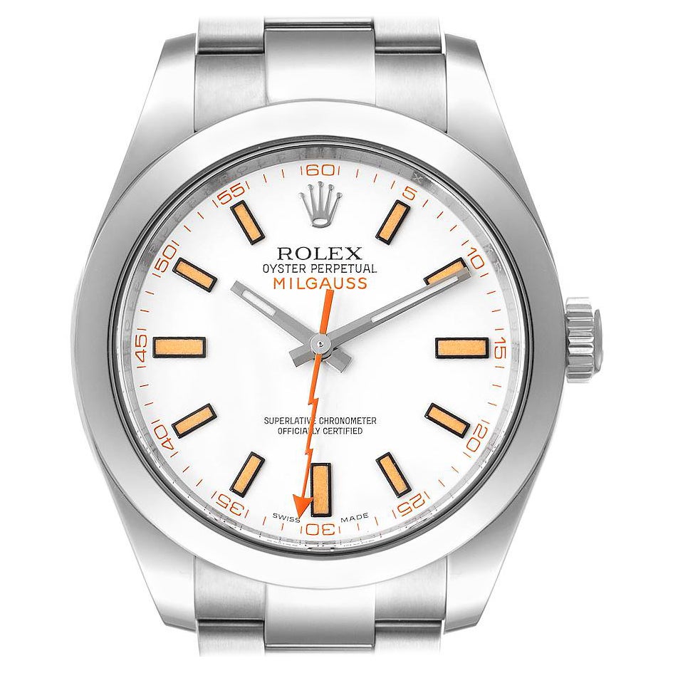 Rolex Milgauss White Dial Stainless Steel Mens Watch 116400V