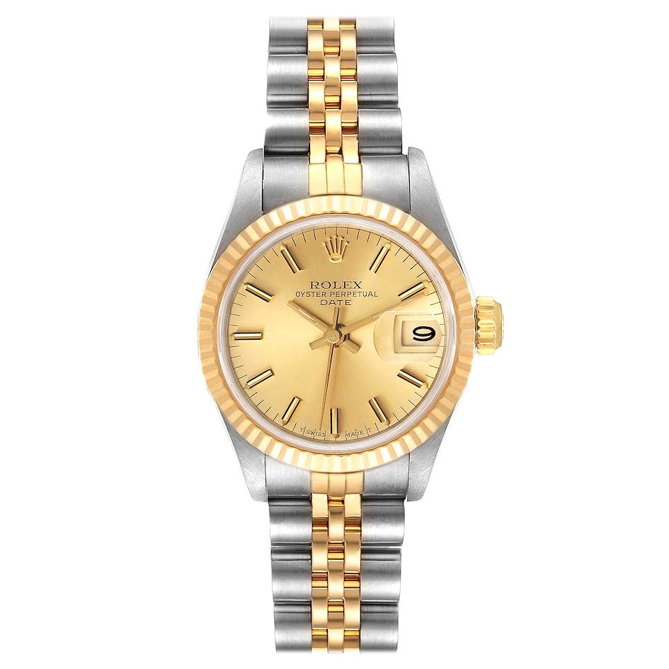 Rolex Datejust Steel Yellow Gold Fluted Bezel Ladies Watch 69173 For Sale