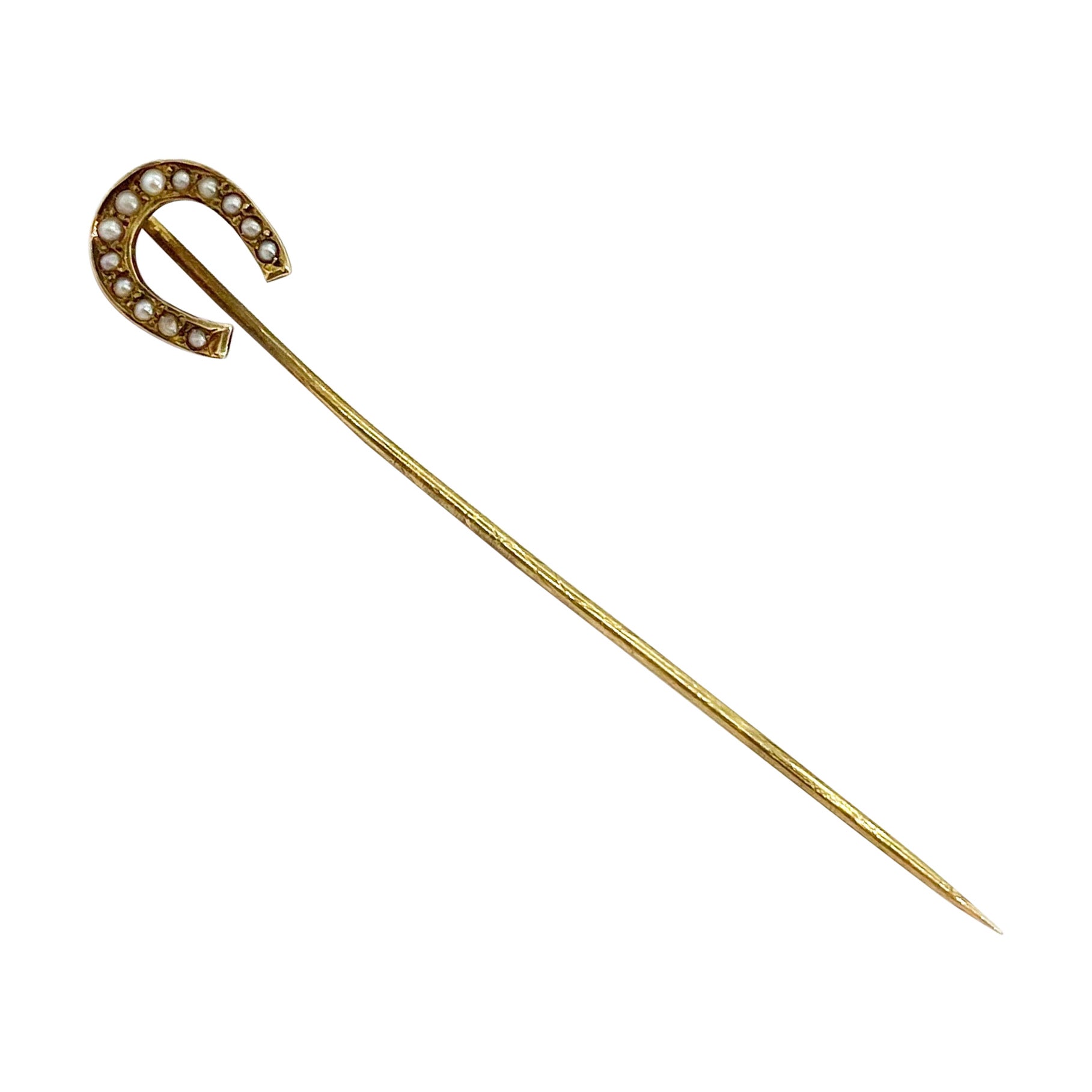 Stickpin 14 Karat Yellow Gold and Pearl For Sale