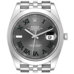 Rolex Datejust 41 Grey Dial Green Numerals Steel Mens Watch 126300 Unworn