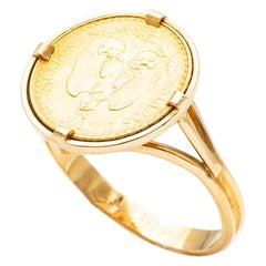 Ring Coins 2 Pesos Estados Unidos Mexicana Yellow Gold 18 Karat