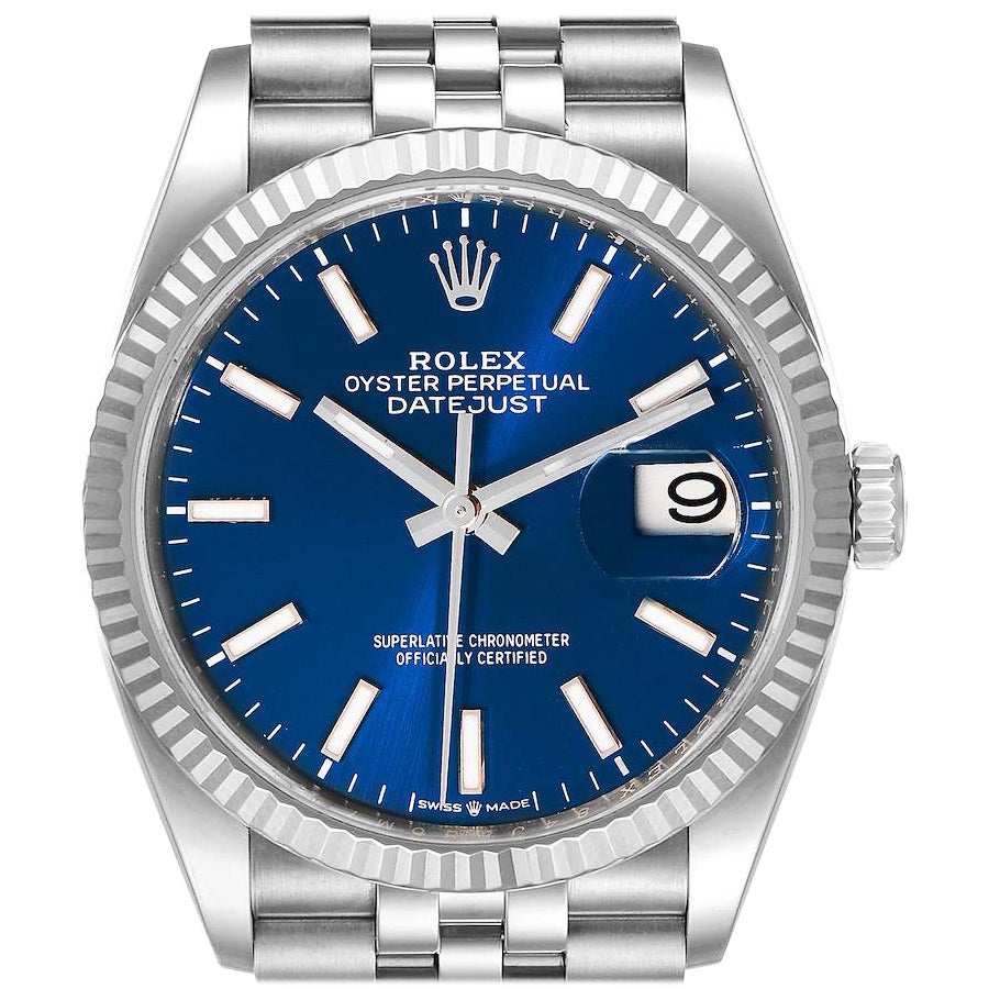 Rolex Datejust Steel White Gold Blue Dial Mens Watch 126234 Unworn For Sale