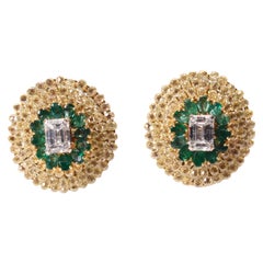 18 K Fancy Yellow Diamond Briolette with Zambian Emeralds