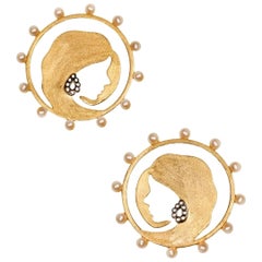 Ammanii Hoop Earrings with Freshwater Pearls in Vermeil Gold