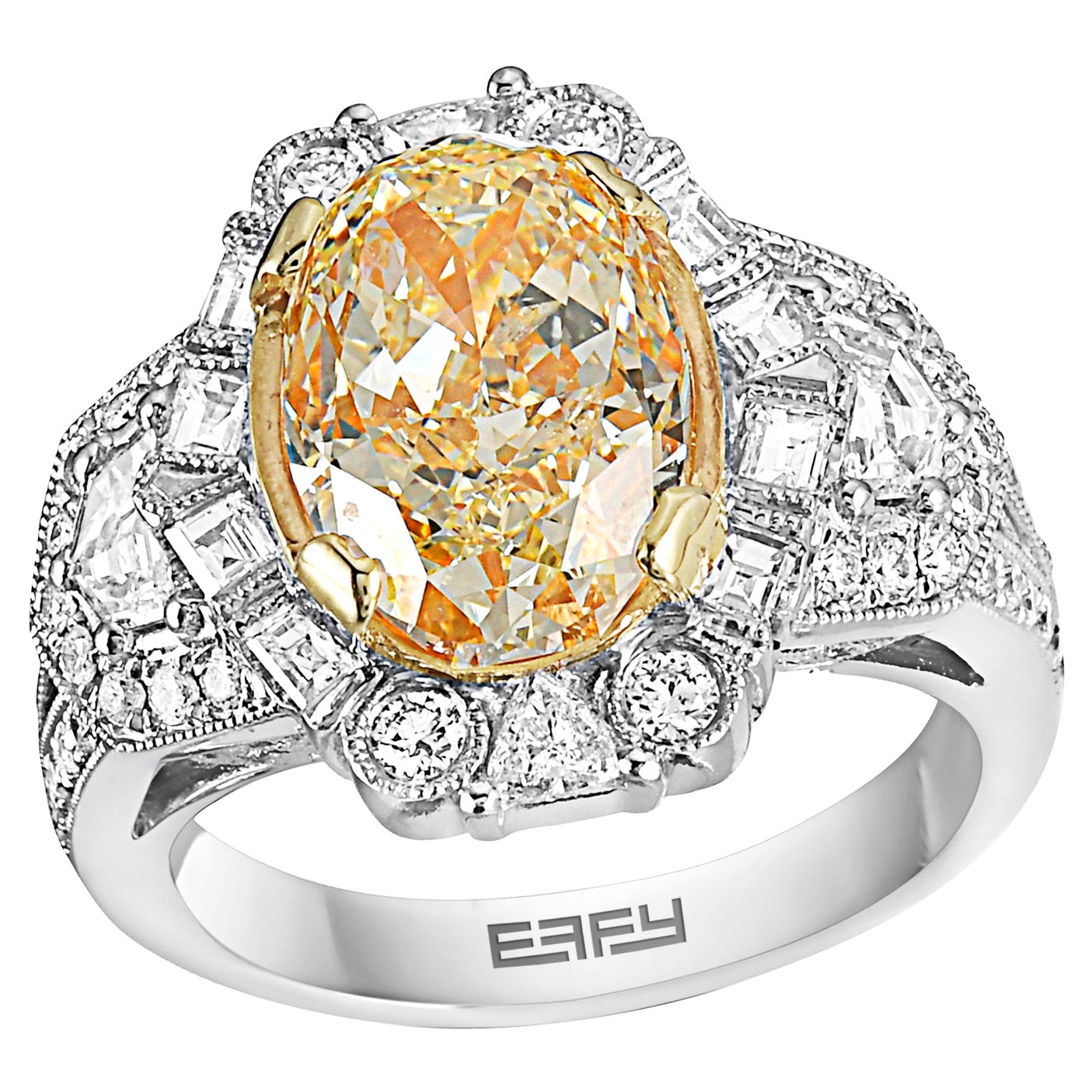Effy Hematian 18 Karat White & Yellow Gold Diamond & Yellow Diamond Ring For Sale