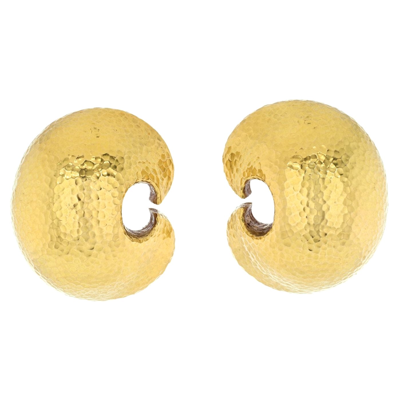 David Webb 18K Yellow Gold Crescent Clip on Earrings