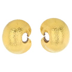 David Webb 18K Yellow Gold Crescent Clip on Earrings