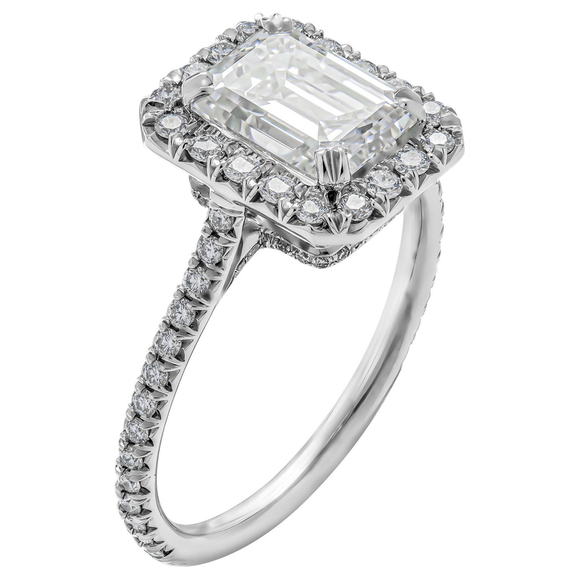 GIA-zertifizierter Verlobungsring mit 1,80 Karat I VVS1 Diamant im Smaragdschliff im Angebot