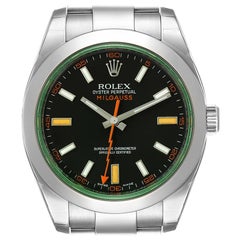 Rolex Milgauss Black Dial Green Crystal Steel Mens Watch 116400V Unworn