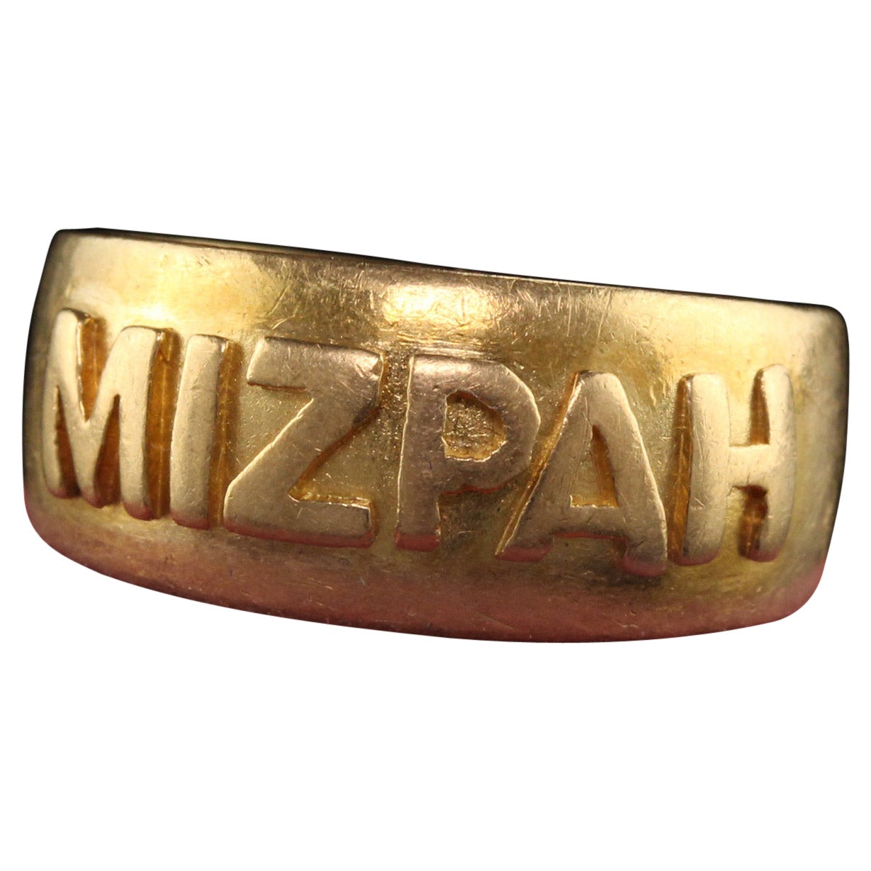 Antique Victorian English 18K Yellow Gold Mizpah Ring, Circa 1886