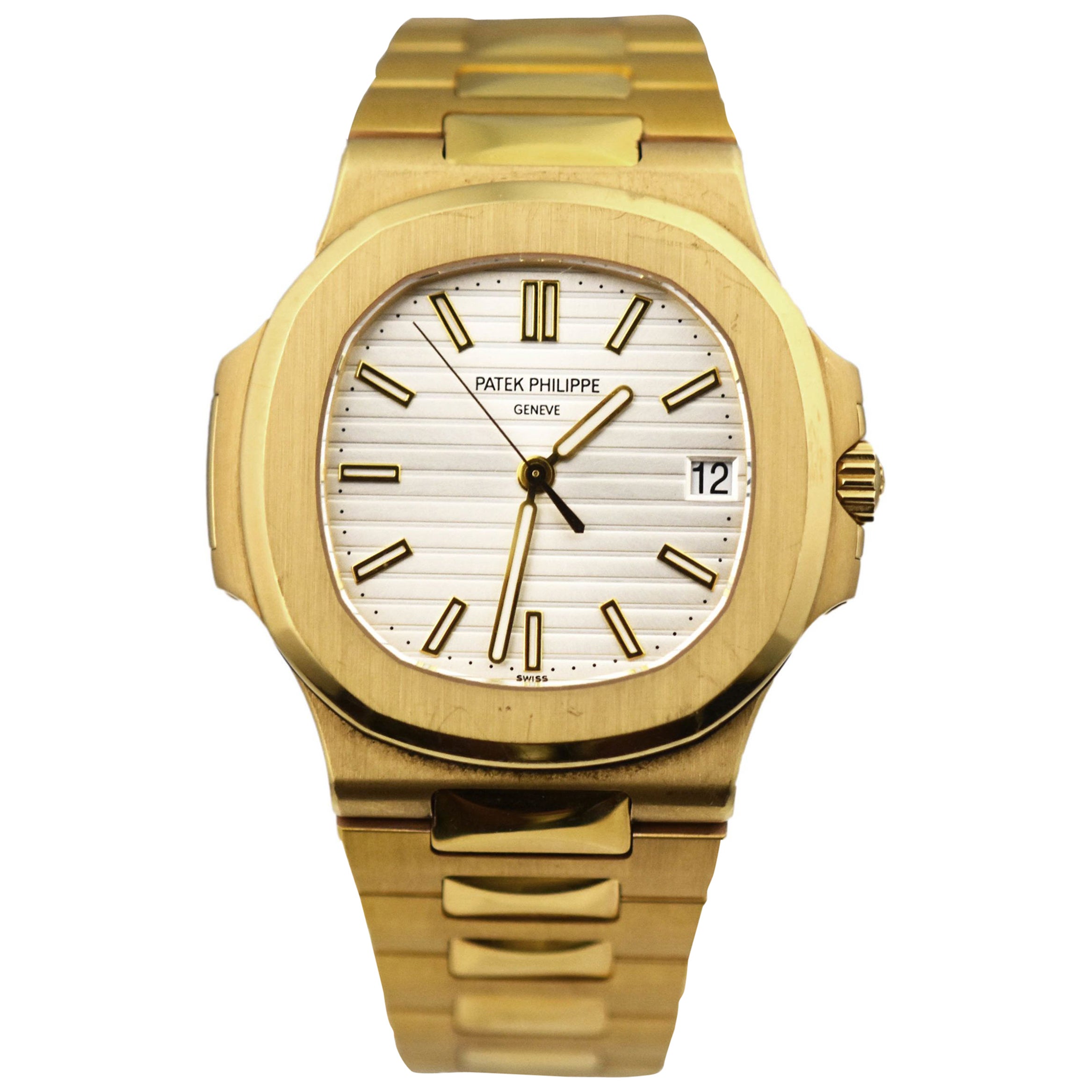 Patek Philippe Nautilus 5711J in 18k Yellow Gold Silver Dial Dual Strap Watch
