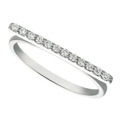 0.15 Carat Natural Diamond Bar Ring Band G SI 14K White Gold