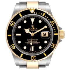 Rolex Submariner Black Dial Steel Yellow Gold Mens Watch 16613