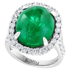 Effy Hematian 18 Karat White Gold Emerald and Diamond Ring