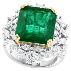 Effy Hematian 18 Karat White & Yellow Gold Emerald and Diamond Ring