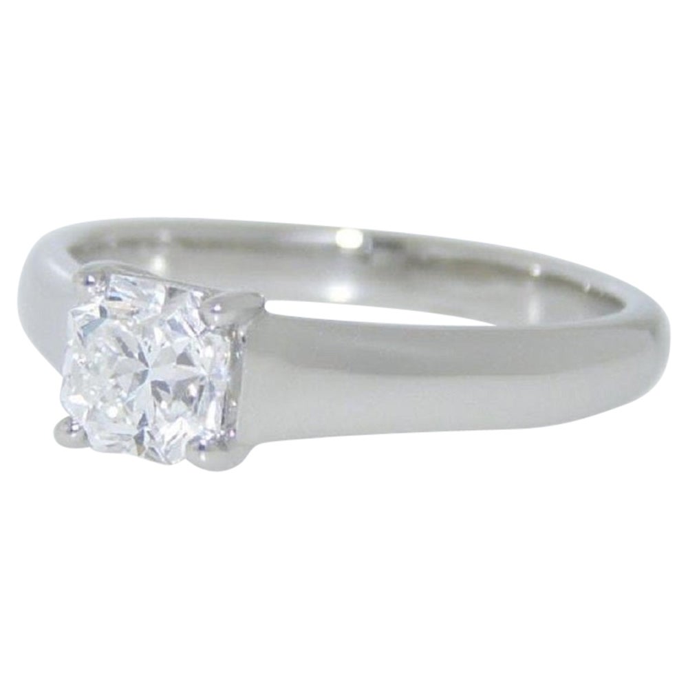 Tiffany & Co Platinum Lucida Square Cut Diamond Solitaire Ring 0.62ct For Sale