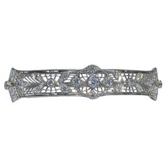 Bracelet jonc Art déco en platine serti de diamants naturels de taille européenne ancienne, années 1930