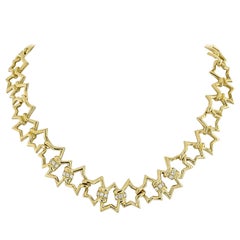 Tiffany & Co. 18K Yellow Gold Interlocking Star Link Necklace