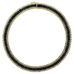 Choker-Halskette mit herrlichen Saphiren und Diamanten aus Gold