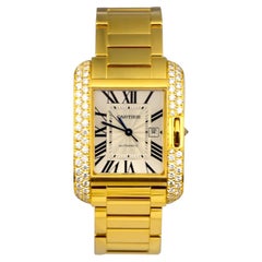 Cartier Tank Anglaise Ref. 3509 in 18k Yellow Gold Diamond Bezel Watch