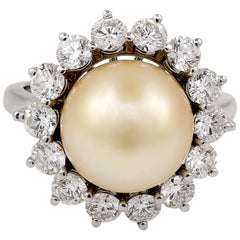 Tiffany & Co. South Sea Pearl Diamond Platinum Ring