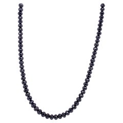 30.95 Carat Faceted Black Diamond Necklace with a White Gold Clasp