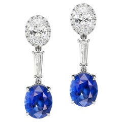GRS Certified Sapphire and Diamond Earrings 3.05 Ct