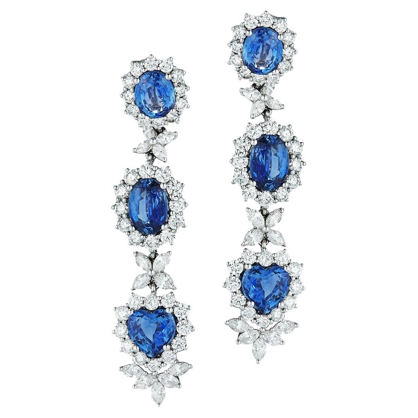 GIA Certified Sapphire and Diamond Earrings For Sale