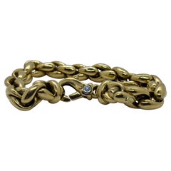 Used 1990s Chunky Chain Bracelet Yellow Gold 18 Karat Diamond