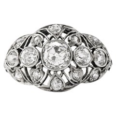 Edwardian Diamond Platinum Old European Cut Engagement Ring