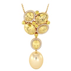 Diamonds Yellow Sapphires  & Yellow Citrines  South Sea Golden Pearl