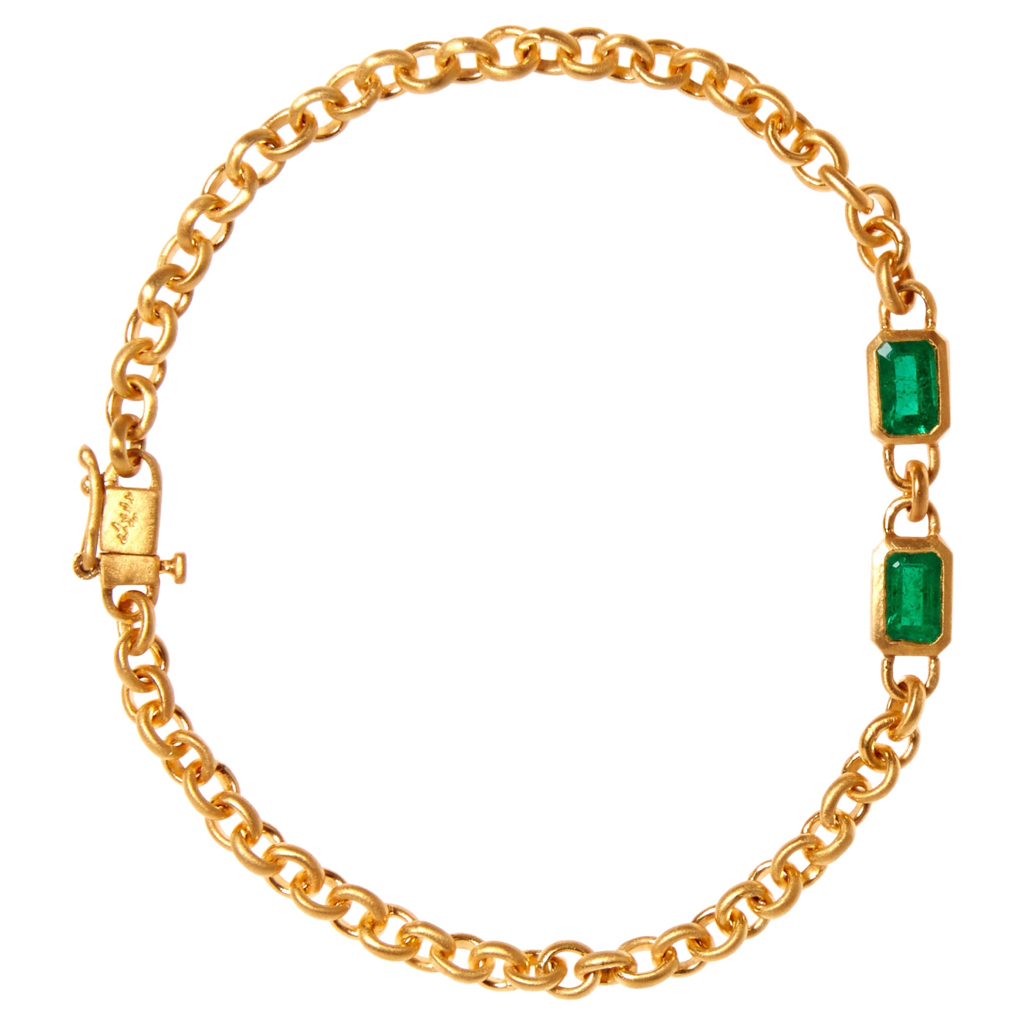 Darius Jewels Double Emerald Fairy Chain Bracelet For Sale