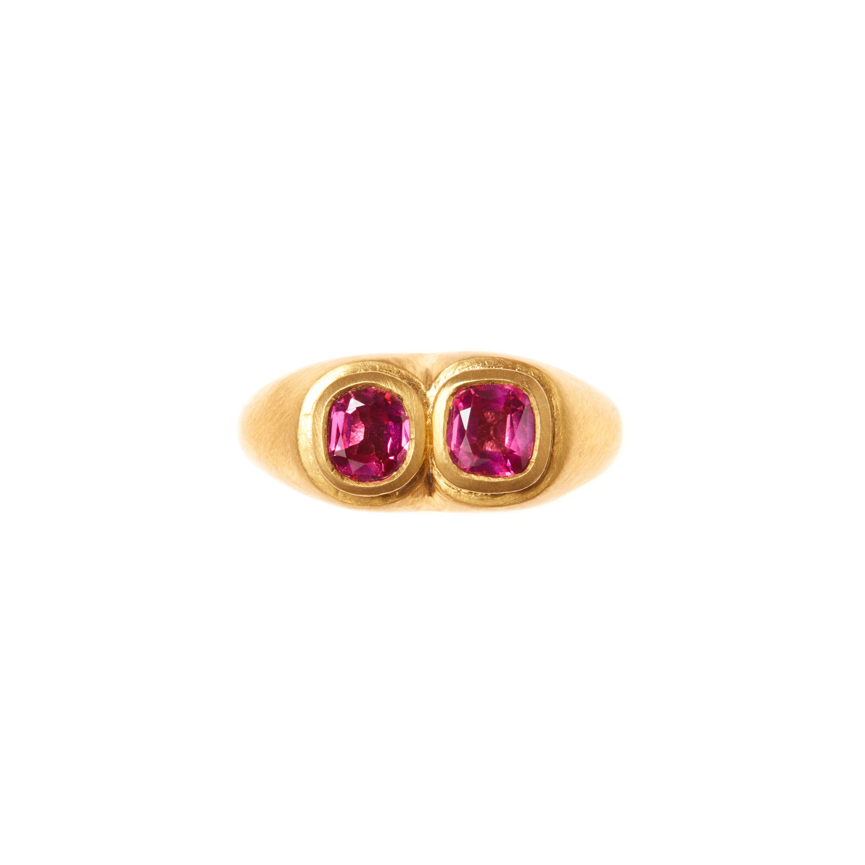 Darius Jewels One of a Kind Double Ruby Ring For Sale