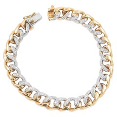 Vintage Two-Tone 18 Karat Gold & Diamond Curb Link Bracelet