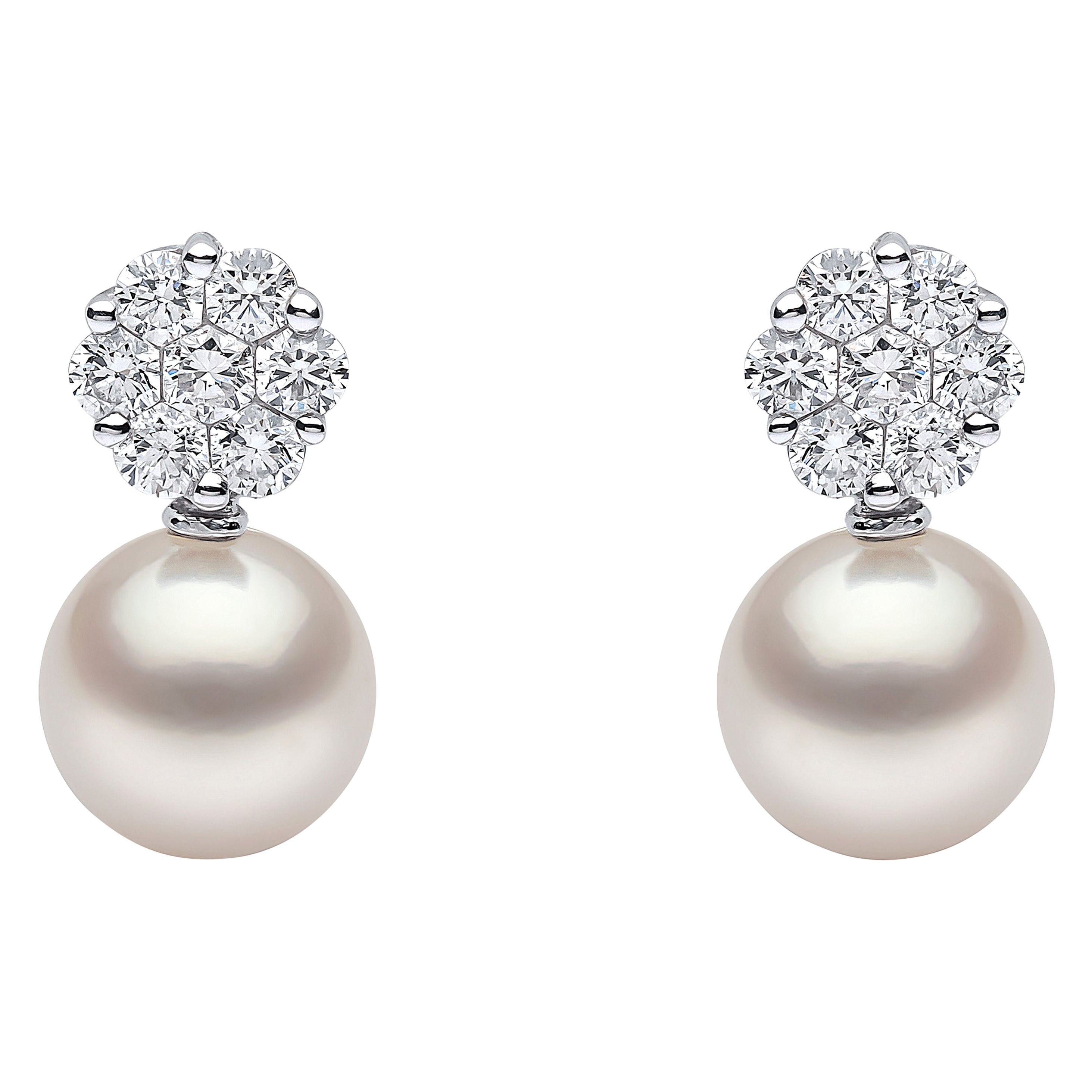 Yoko London Pearls Akoya Pearl and Diamond Earrings in 18 Karat White ...